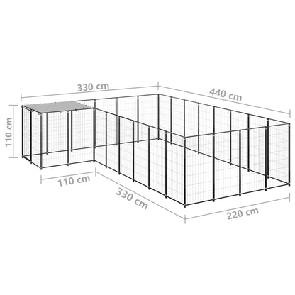 Hondenkennel 10,89 m² staal zwart 10.89 m² Zwart