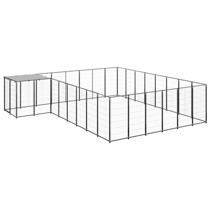 Hondenkennel 15,73 m² staal zwart 15.73 m² Zwart