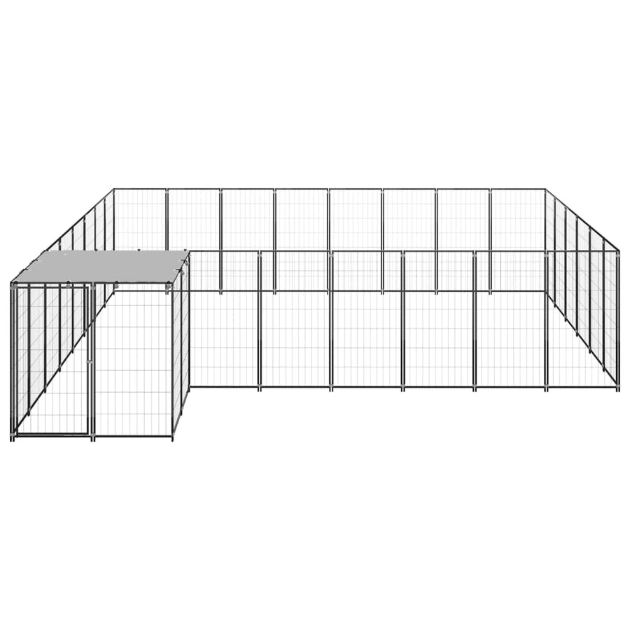 Hondenkennel 15,73 m² staal zwart 15.73 m² Zwart