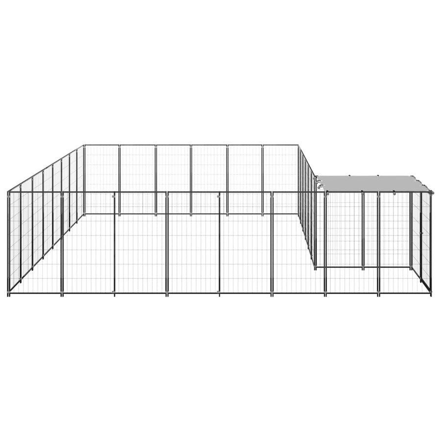 Hondenkennel 15,73 m² staal zwart 15.73 m² Zwart