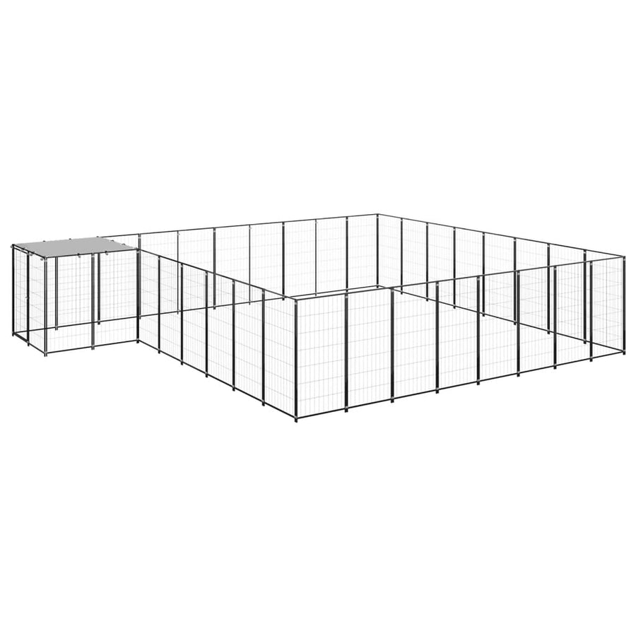 Hondenkennel 20,57 m² staal zwart 20.57 m² Zwart