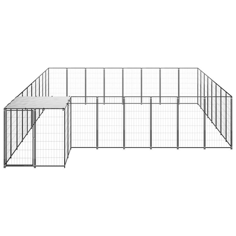 Hondenkennel 20,57 m² staal zwart 20.57 m² Zwart