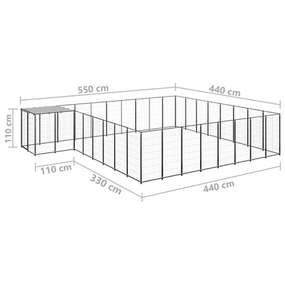 Hondenkennel 20,57 m² staal zwart 20.57 m² Zwart