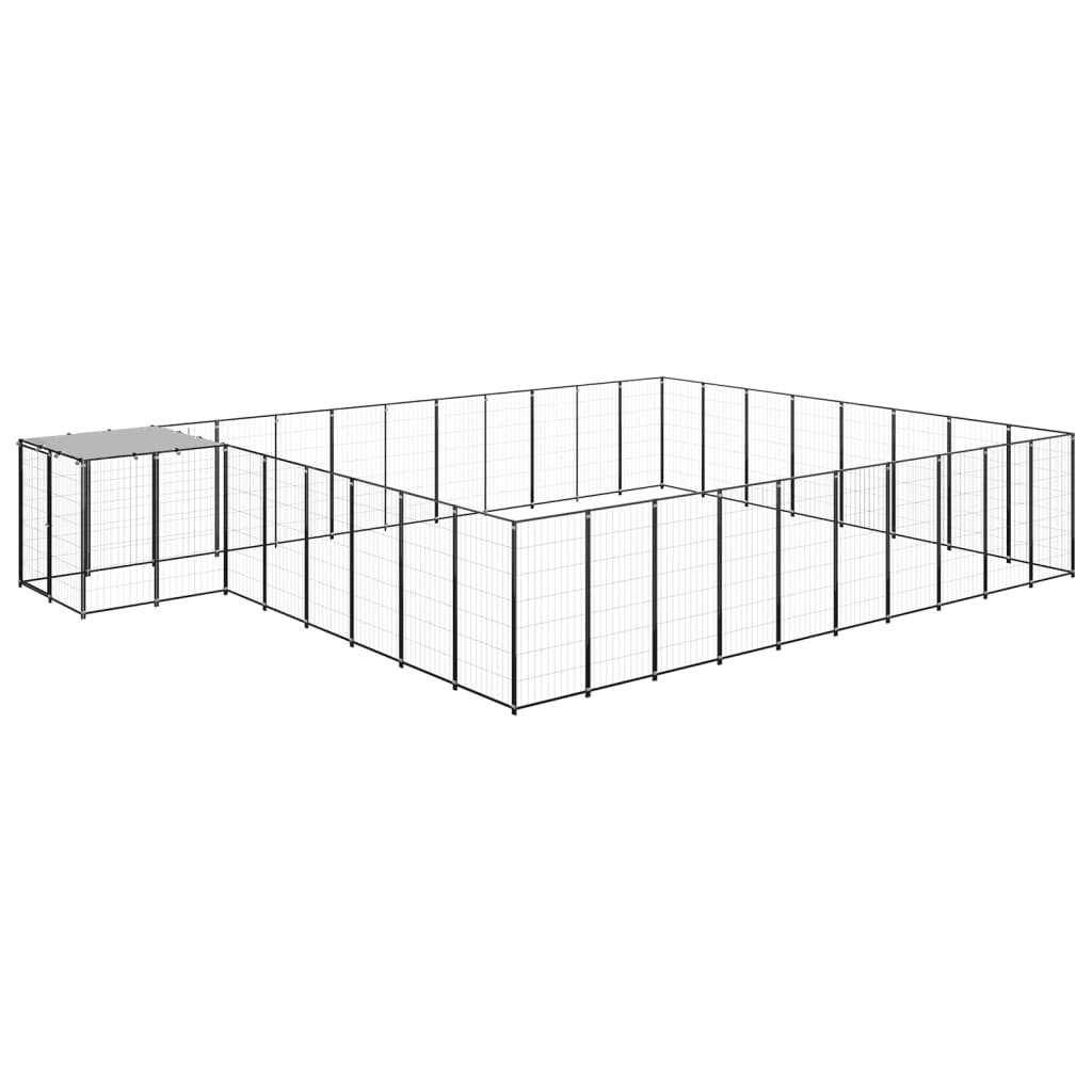 Hondenkennel 25,41 m² staal zwart 25.41 m² Zwart