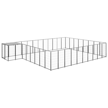 Hondenkennel 25,41 m² staal zwart 25.41 m² Zwart