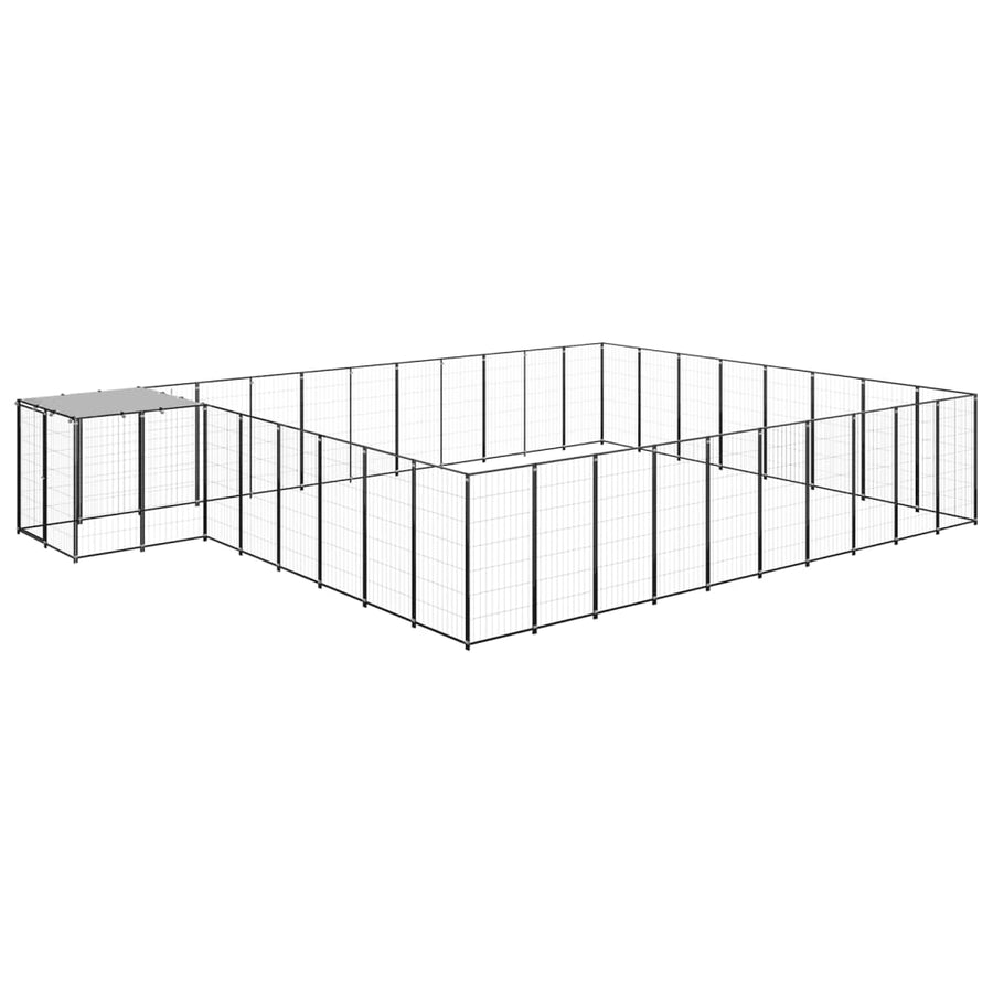 Hondenkennel 25,41 m² staal zwart 25.41 m² Zwart