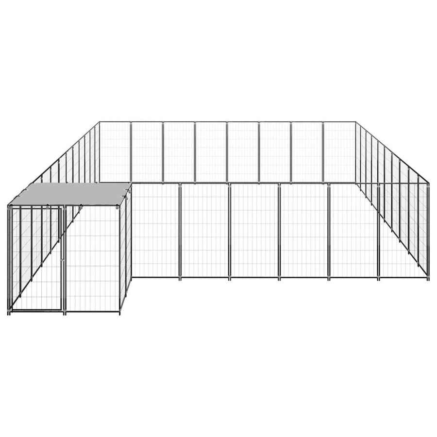 Hondenkennel 25,41 m² staal zwart 25.41 m² Zwart