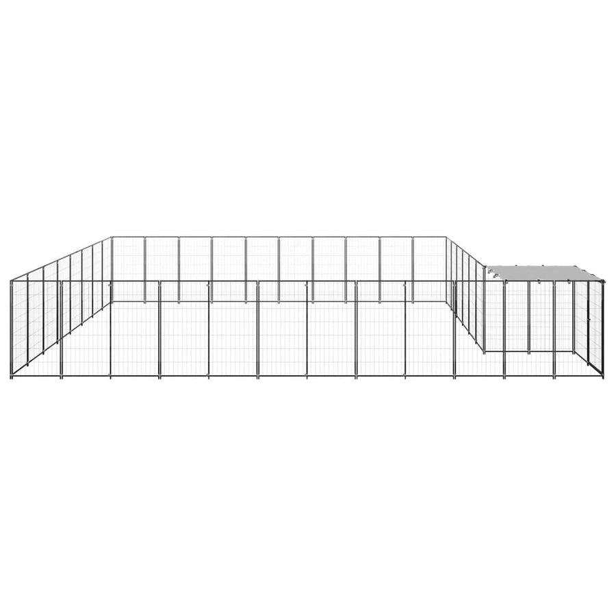 Hondenkennel 25,41 m² staal zwart 25.41 m² Zwart