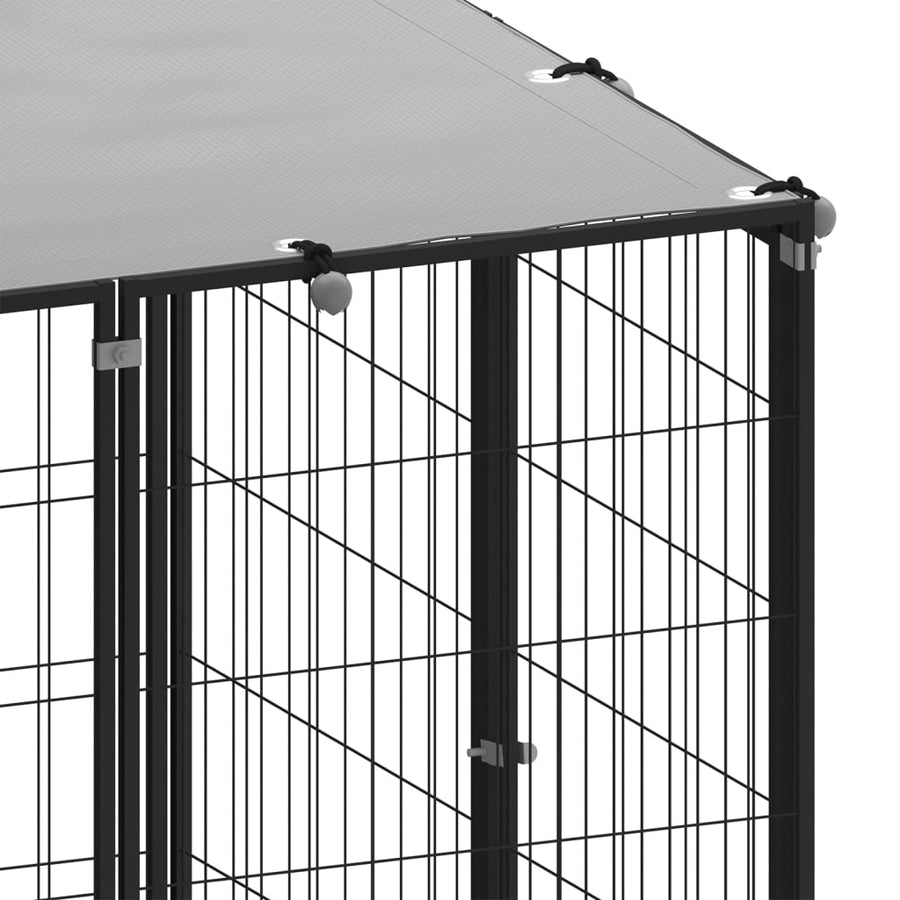 Hondenkennel 25,41 m² staal zwart 25.41 m² Zwart