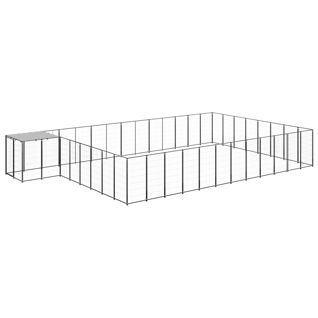 Hondenkennel 30,25 m² staal zwart 30.25 m² Zwart