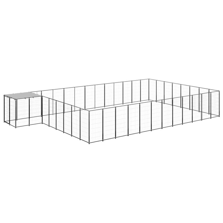 Hondenkennel 30,25 m² staal zwart 30.25 m² Zwart