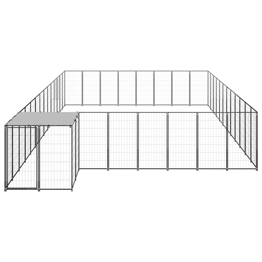 Hondenkennel 30,25 m² staal zwart 30.25 m² Zwart