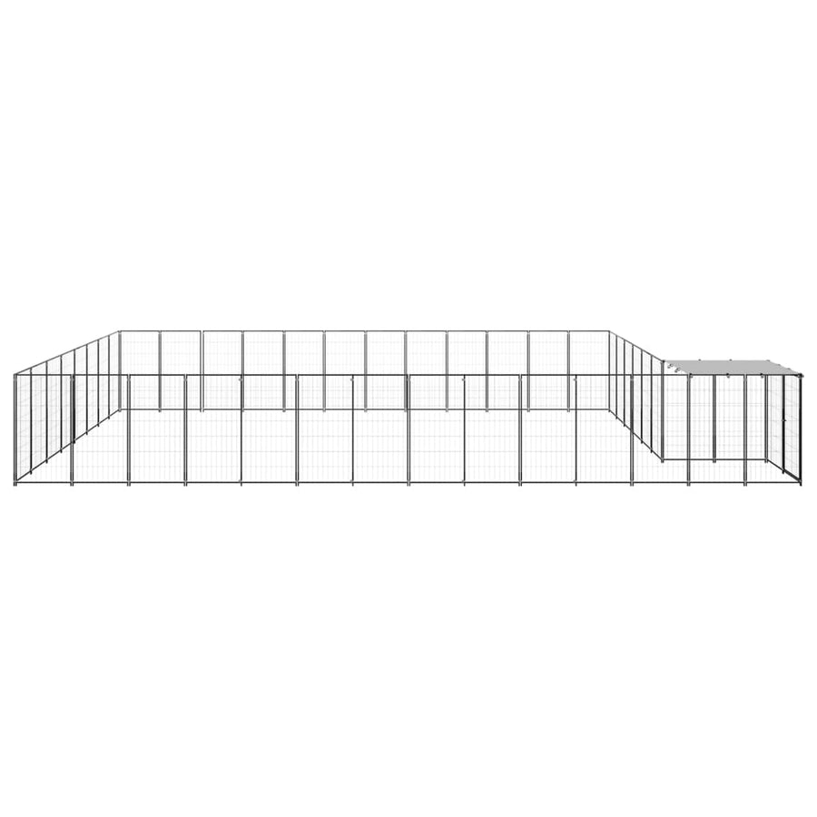Hondenkennel 30,25 m² staal zwart 30.25 m² Zwart