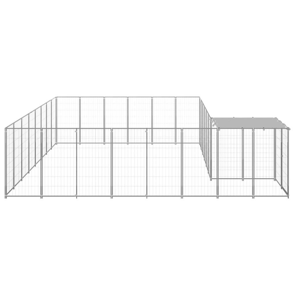 Hondenkennel 15,73 m² staal zilverkleurig 15.73 m² Zilver