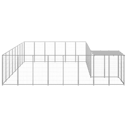Hondenkennel 15,73 m² staal zilverkleurig 15.73 m² Zilver
