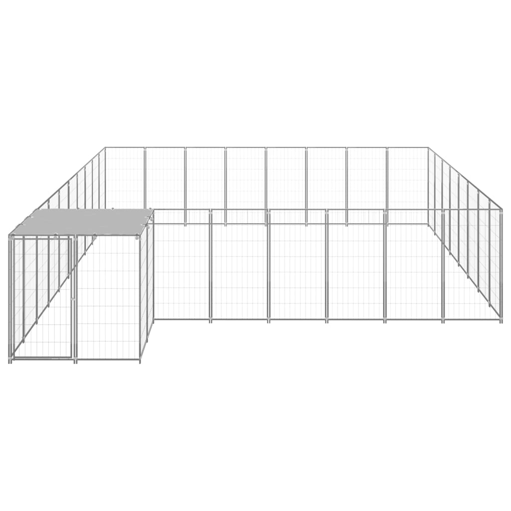 Hondenkennel 20,57 m² staal zilverkleurig 20.57 m² Zilver