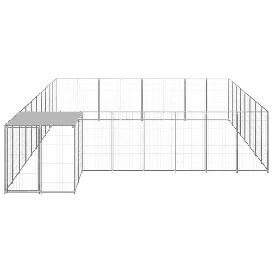 Hondenkennel 20,57 m² staal zilverkleurig 20.57 m² Zilver