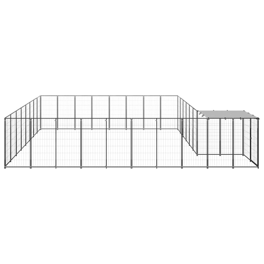 Hondenkennel 20,57 m² staal zilverkleurig 20.57 m² Zilver