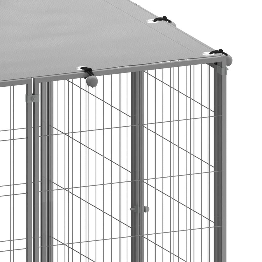 Hondenkennel 20,57 m² staal zilverkleurig 20.57 m² Zilver