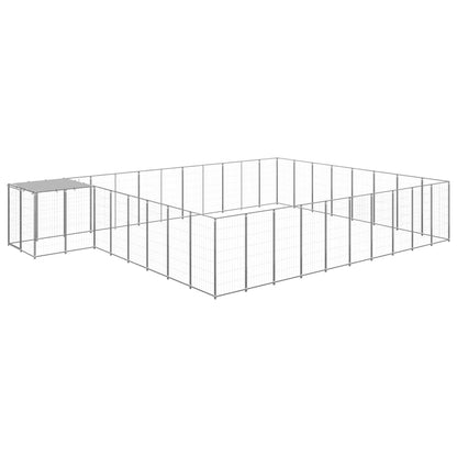 Hondenkennel 25,41 m² staal zilverkleurig 25.41 m² Zilver