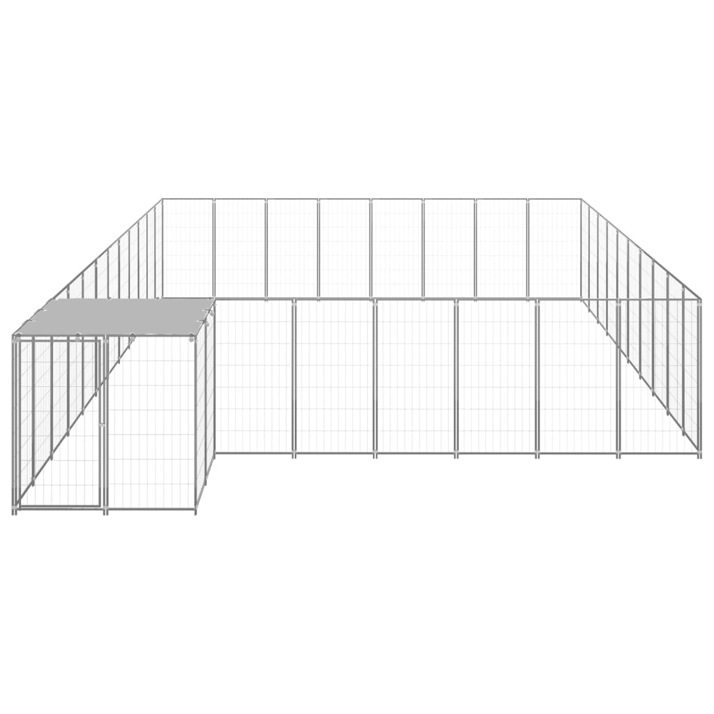 Hondenkennel 25,41 m² staal zilverkleurig 25.41 m² Zilver