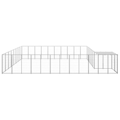 Hondenkennel 25,41 m² staal zilverkleurig 25.41 m² Zilver