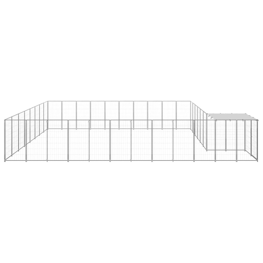 Hondenkennel 25,41 m² staal zilverkleurig 25.41 m² Zilver