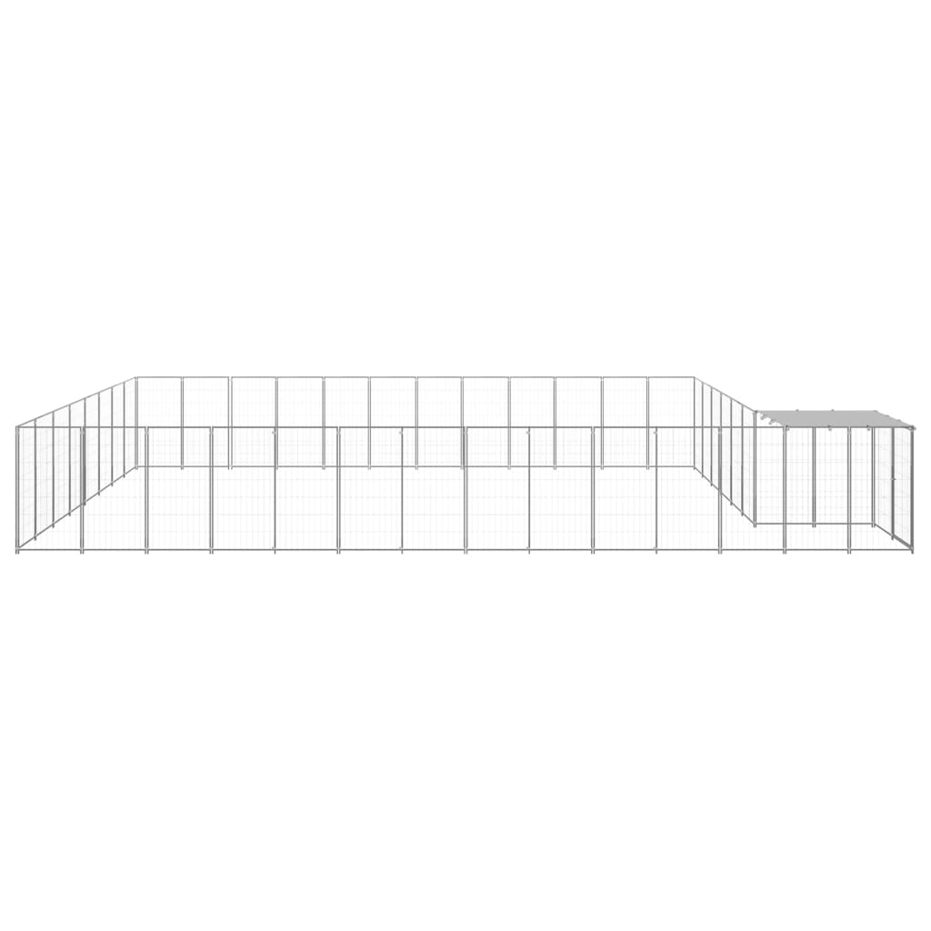 Hondenkennel 30,25 m² staal zilverkleurig 30.25 m² Zilver