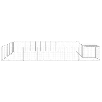 Hondenkennel 30,25 m² staal zilverkleurig 30.25 m² Zilver