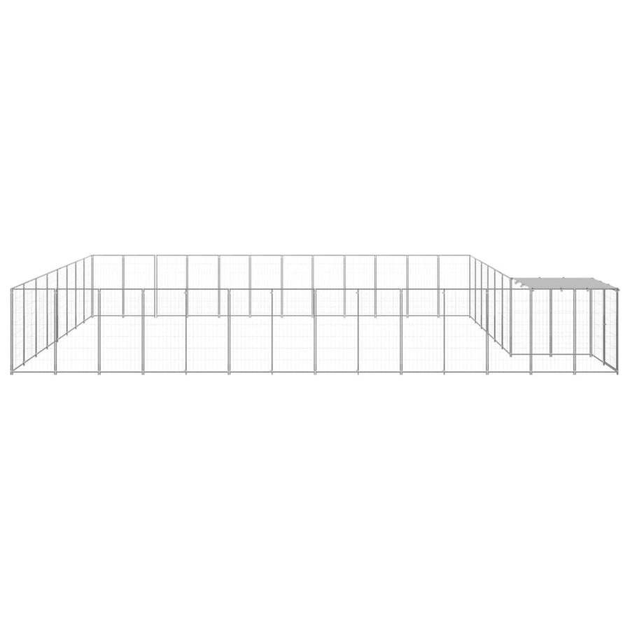 Hondenkennel 30,25 m² staal zilverkleurig 30.25 m² Zilver