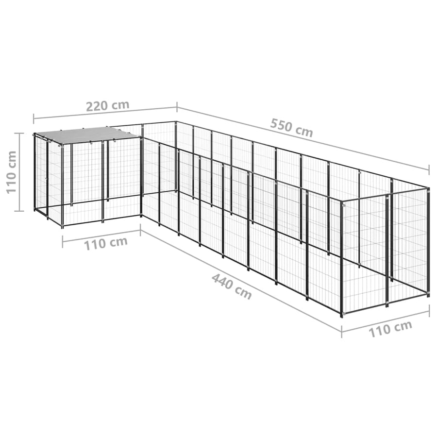 Hondenkennel 7,26 M² Staal 7.26 m² Zwart