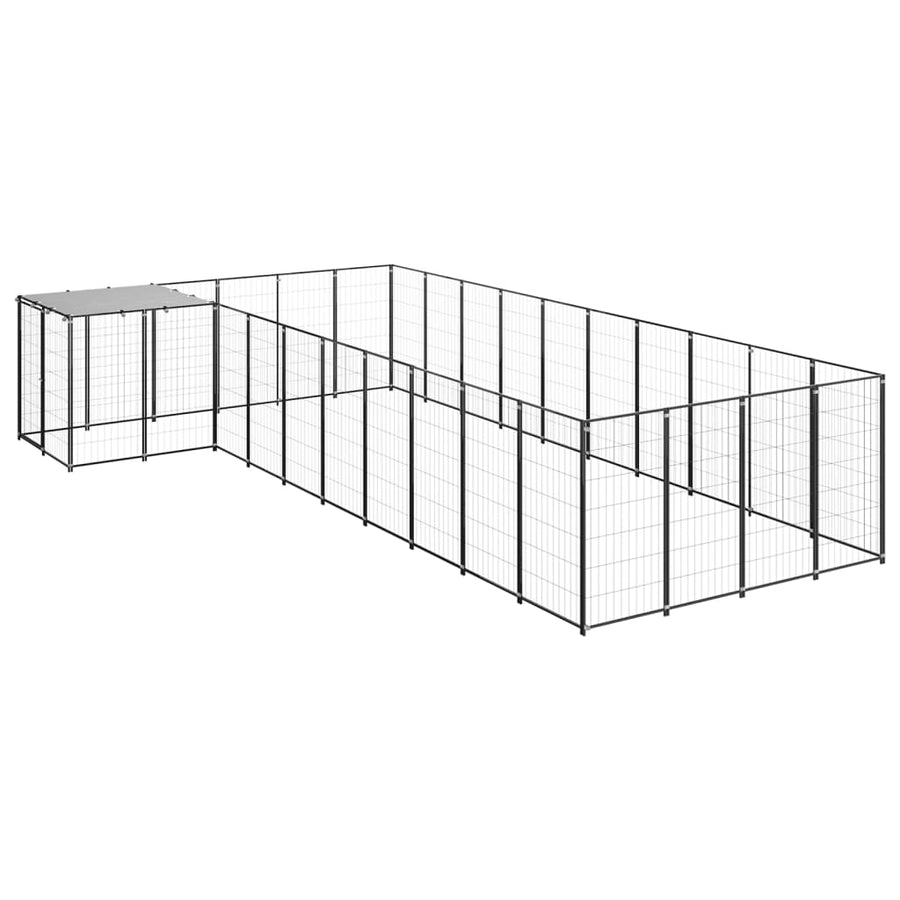 Hondenkennel 13,31 m² staal zwart 13.31 m² Zwart