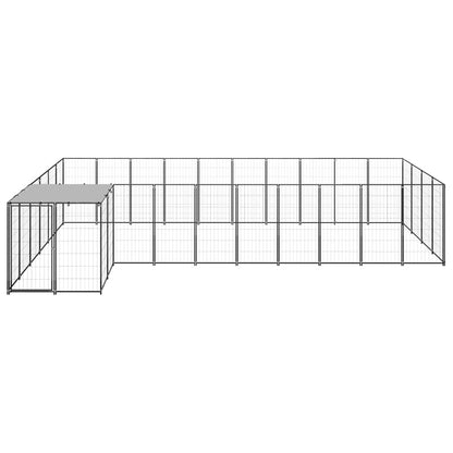 Hondenkennel 13,31 m² staal zwart 13.31 m² Zwart