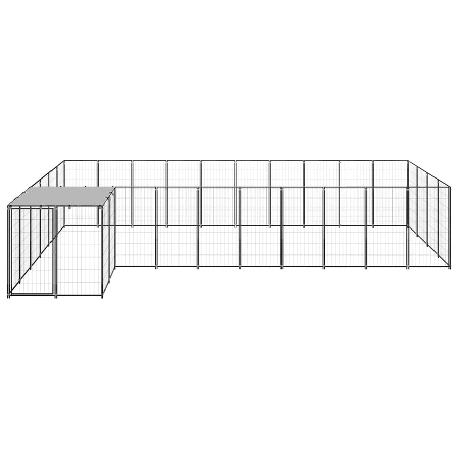 Hondenkennel 13,31 m² staal zwart 13.31 m² Zwart