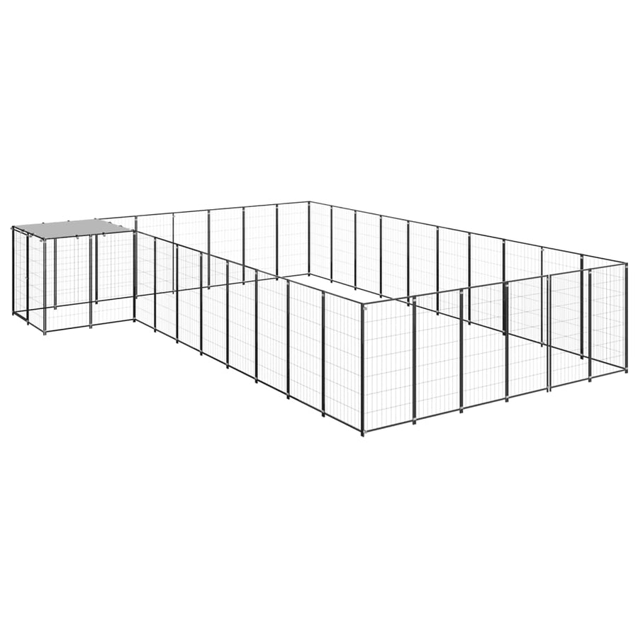 Hondenkennel 19,36 m² staal zwart 19.36 m² Zwart