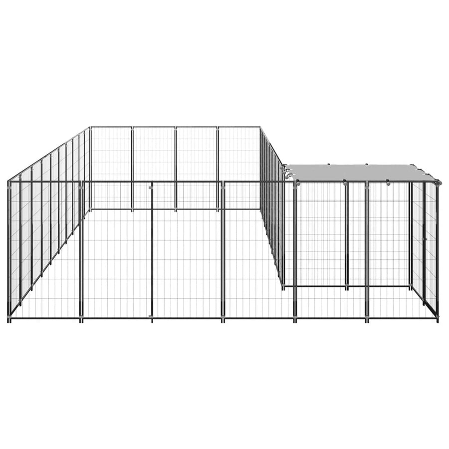 Hondenkennel 19,36 m² staal zwart 19.36 m² Zwart