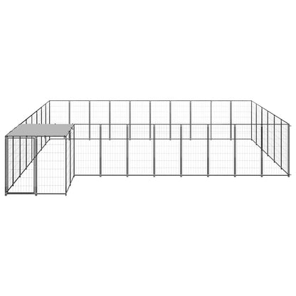 Hondenkennel 19,36 m² staal zwart 19.36 m² Zwart