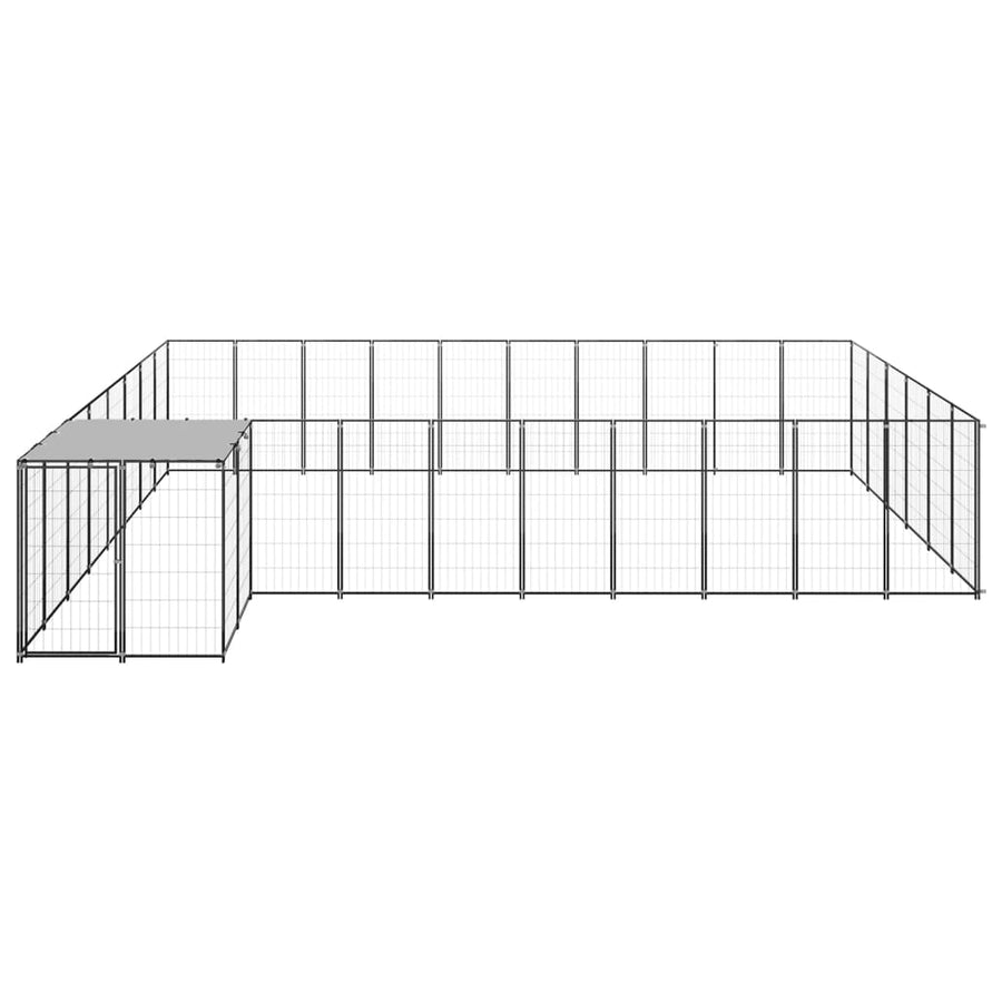 Hondenkennel 19,36 m² staal zwart 19.36 m² Zwart