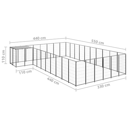 Hondenkennel 19,36 m² staal zwart 19.36 m² Zwart