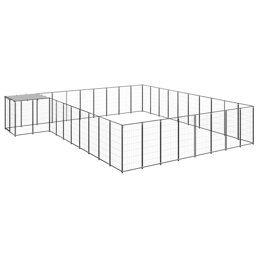 Hondenkennel 25,41 m² staal zwart 25.41 m² Zwart
