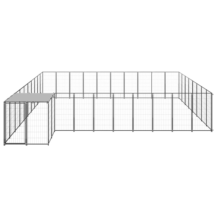 Hondenkennel 25,41 m² staal zwart 25.41 m² Zwart
