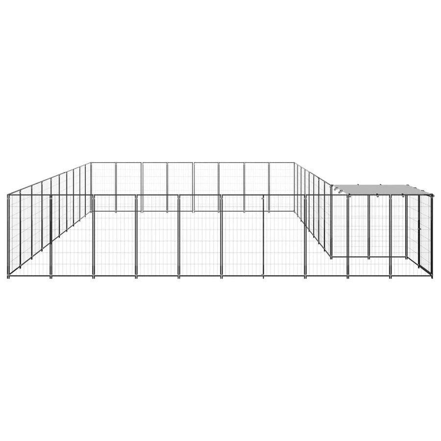 Hondenkennel 25,41 m² staal zwart 25.41 m² Zwart