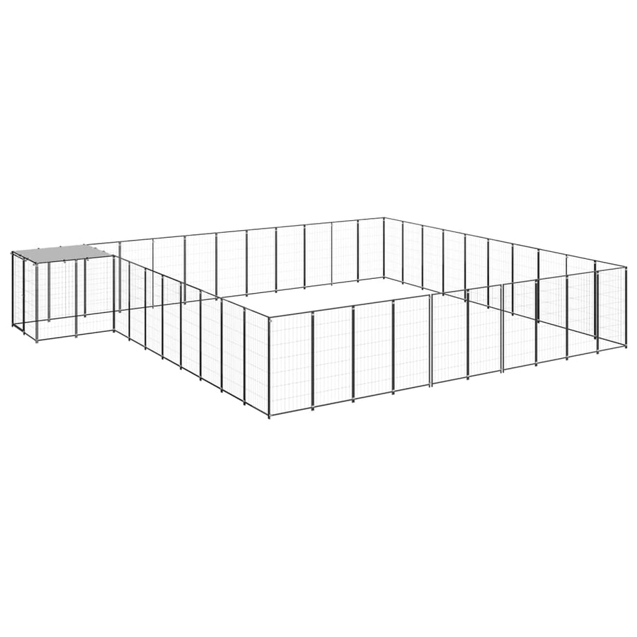 Hondenkennel 31,46 m² staal zwart 31.46 m² Zwart