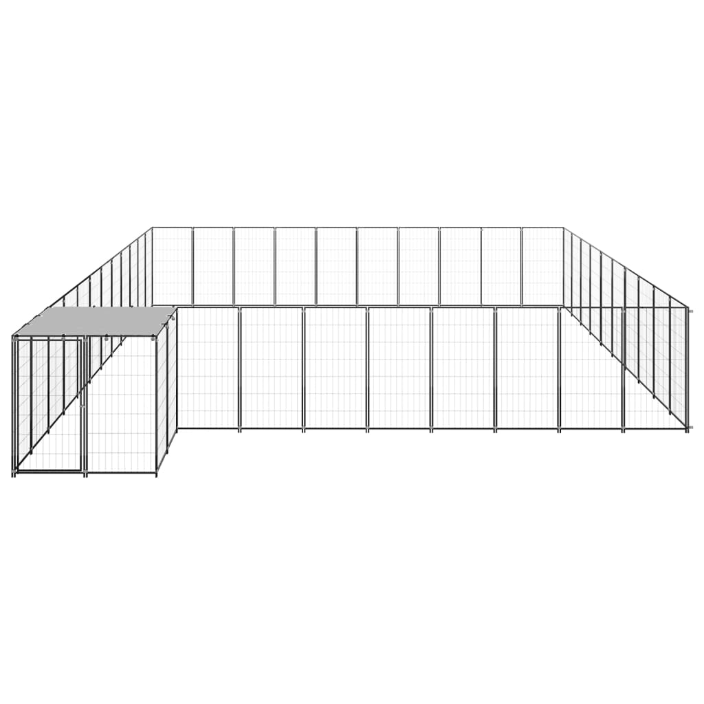 Hondenkennel 31,46 m² staal zwart 31.46 m² Zwart