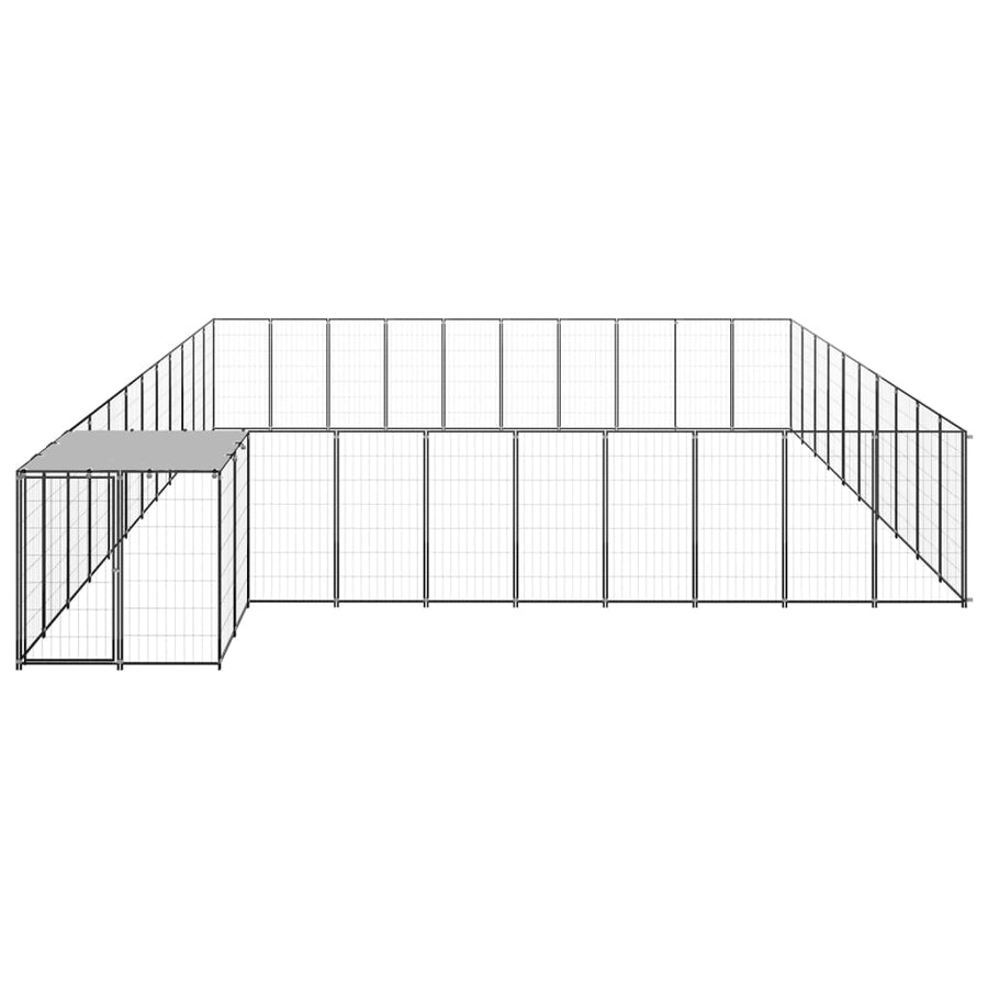 Hondenkennel 31,46 m² staal zwart 31.46 m² Zwart
