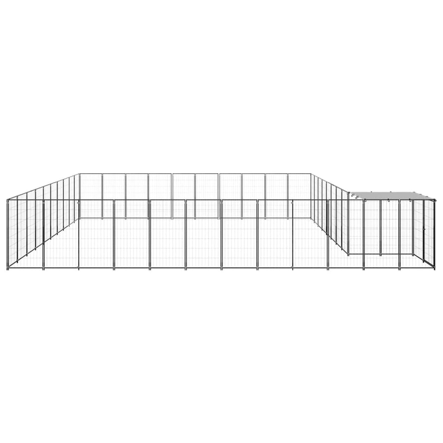 Hondenkennel 31,46 m² staal zwart 31.46 m² Zwart