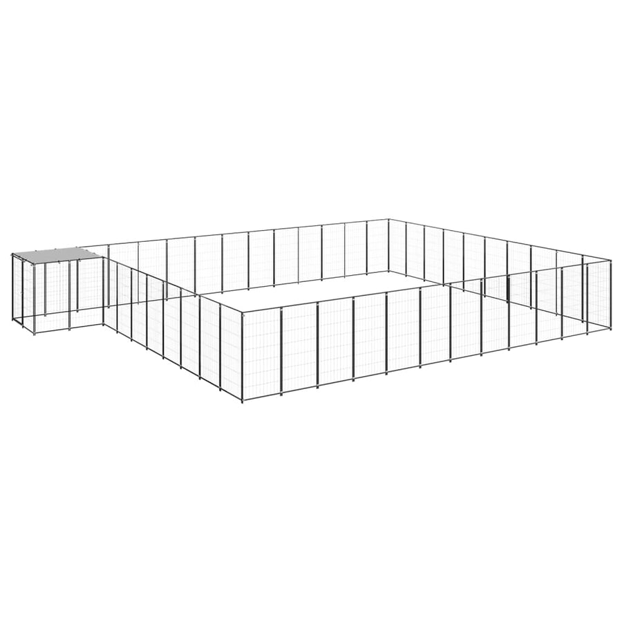 Hondenkennel 37,51 m² staal zwart 37.51 m² Zwart