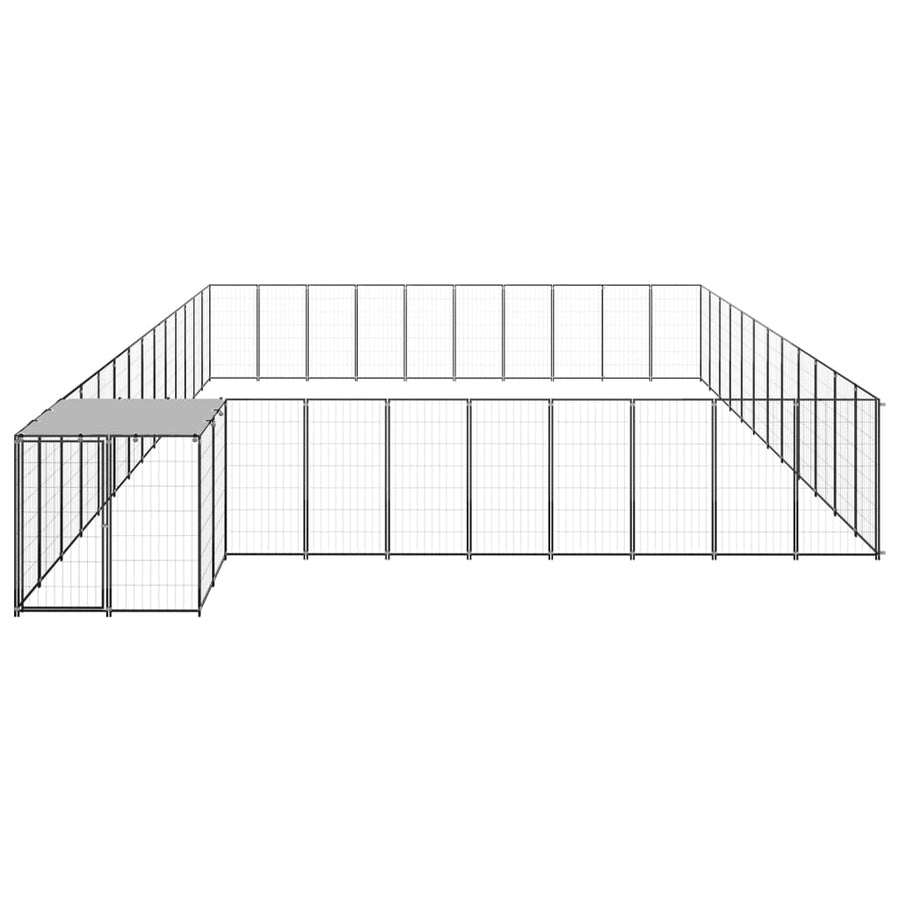 Hondenkennel 37,51 m² staal zwart 37.51 m² Zwart