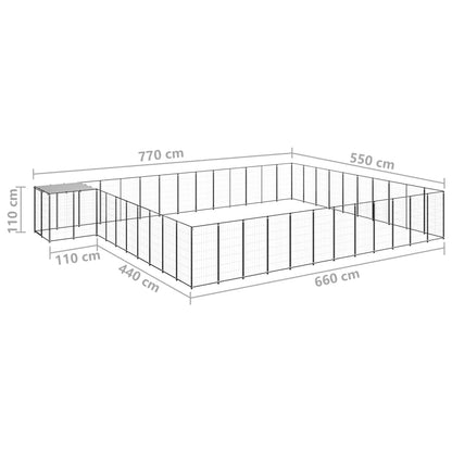 Hondenkennel 37,51 m² staal zwart 37.51 m² Zwart