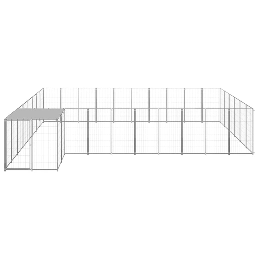 Hondenkennel 19,36 m² staal zilverkleurig 19.36 m² Zilver